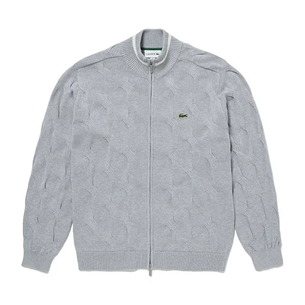 Áo Len Nam Lacoste Zip Up AH149 - CCA Màu Xám Nhạt Size 2