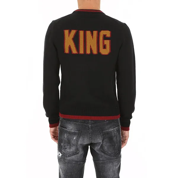 Áo Len Nam Dolce & Gabbana D&G Crown Motif Knitted Jumper GXZ78T Màu Đen Size 44