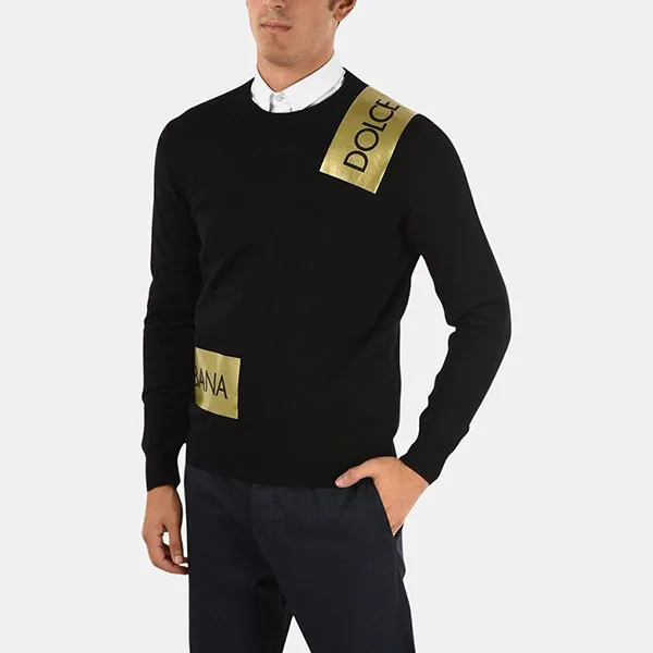 Áo Len Nam Dolce & Gabbana D&G Sweater Virgin Wool Crewneck GX103TJAVMV Màu Đen Vàng Size 44 - Thời trang - Vua Hàng Hiệu