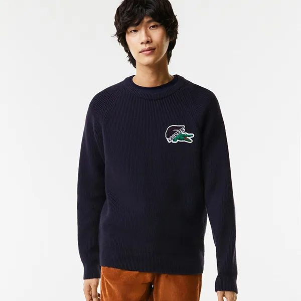 Áo Len Nam Lacoste Crocodile AH0734-51 Màu Xanh Navy