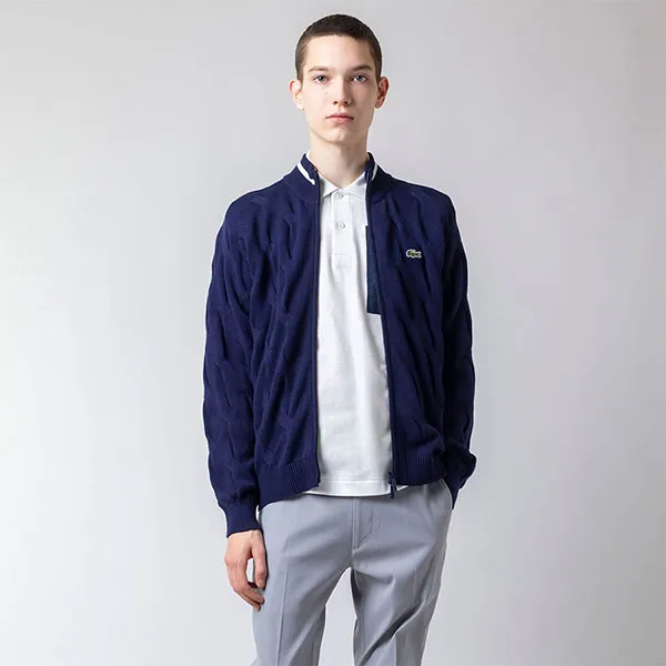 Áo Len Nam Lacoste Zip Up AH149 - 166 Màu Xanh Navy Size 2