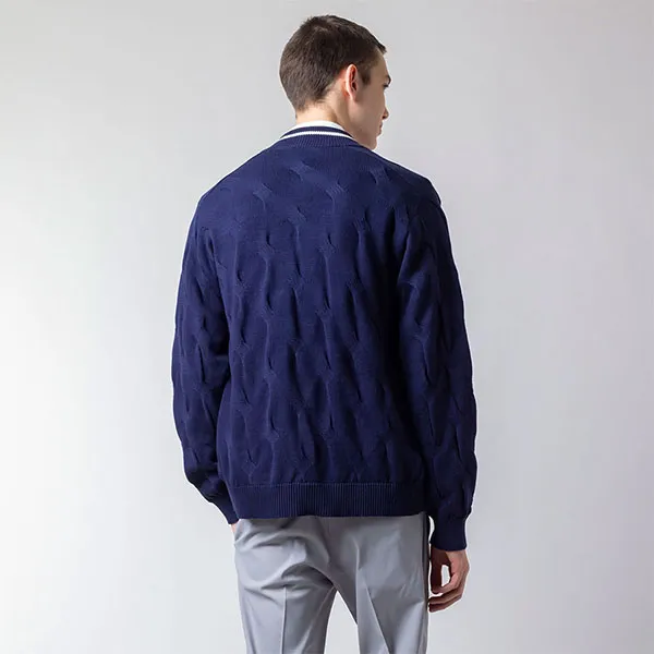 Áo Len Nam Lacoste Zip Up AH149 - 166 Màu Xanh Navy Size 2