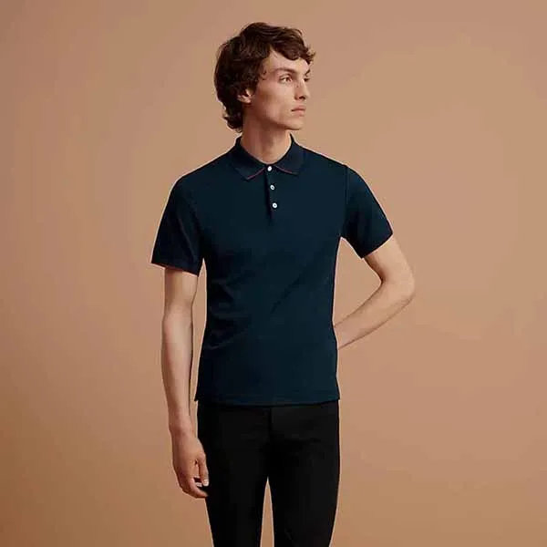 Áo Polo Nam Hermès Double Jeu Technical Màu Xanh Navy