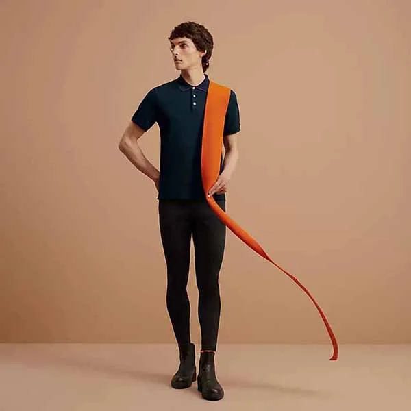 Áo Polo Nam Hermès Double Jeu Technical Màu Xanh Navy