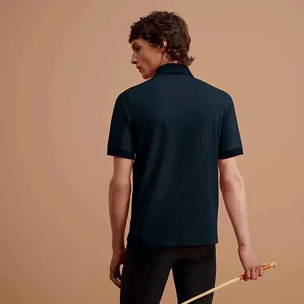 Áo Polo Nam Hermès Double Jeu Technical Màu Xanh Navy