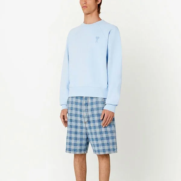 Áo Nỉ Nam Ami De Coeur Crew-Neck Sweatshirt Màu Xanh Dương