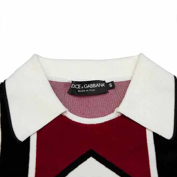 Áo Nỉ Nam Dolce & Gabbana D&G Logo Polo Sweatshirt Màu Trắng Đỏ