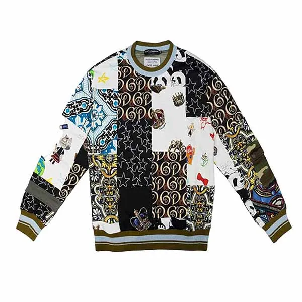 Áo Nỉ Nam Dolce & Gabbana D&G Patchwork Graphic-Print Sweatshirt Phối Màu - Thời trang - Vua Hàng Hiệu