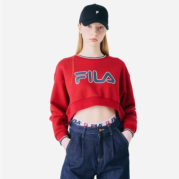Áo Nỉ Nữ Fila Heritage Crop Sweater FS2POF1H52F-HRD Màu Đỏ - Thời trang - Vua Hàng Hiệu
