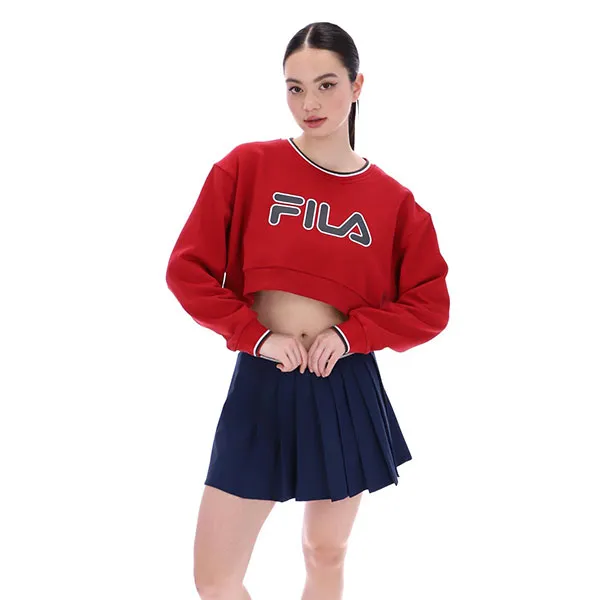 Áo Nỉ Nữ Fila Heritage Crop Sweater FS2POF1H52F-HRD Màu Đỏ - Thời trang - Vua Hàng Hiệu