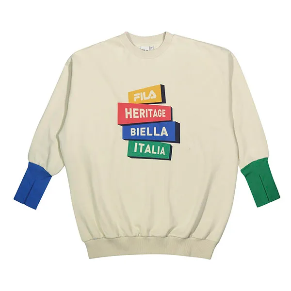 Áo Nỉ Sweater Fila Cube Po Pullover FS2POD3793F-LBE Phối Màu - Thời trang - Vua Hàng Hiệu
