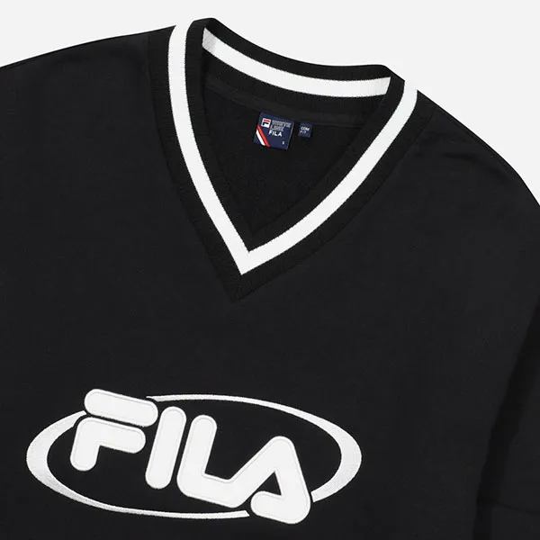 Áo Nỉ Sweater Fila Heritage Over-Fit V-Neck Pullover FS2POF1H51F-BLK Màu Xanh Navy