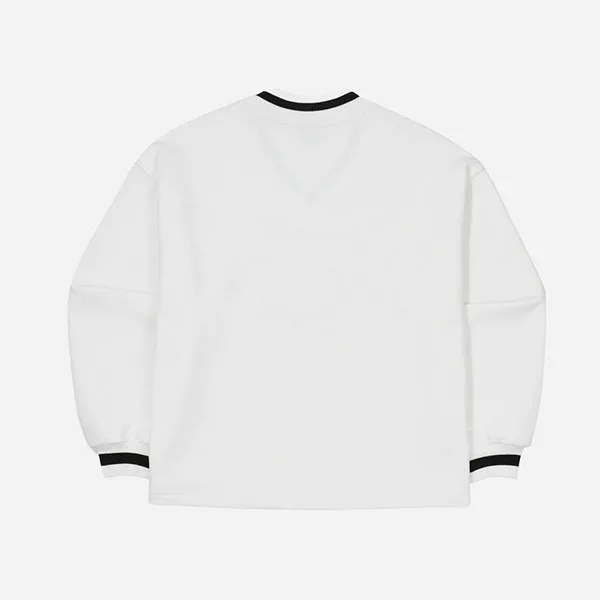 Áo Nỉ Sweater Fila Heritage Over-Fit V-Neck Pullover FS2POF1H51F-CRM Màu Trắng