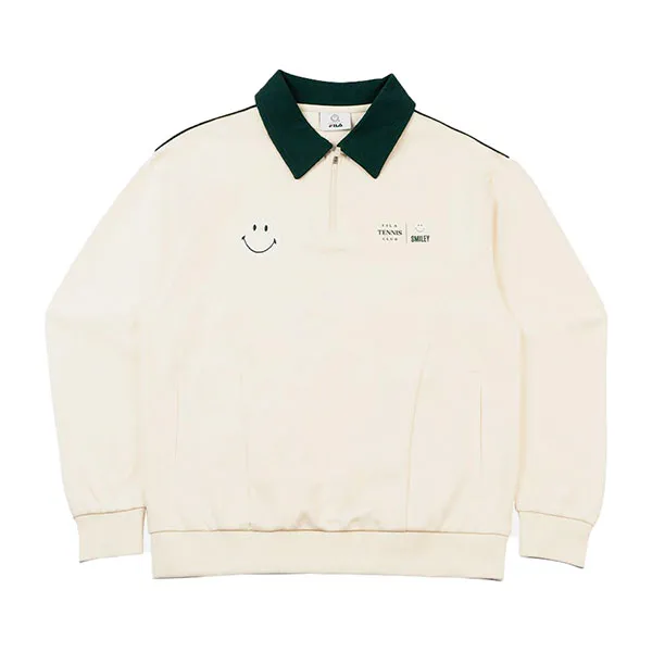 Áo Nỉ Sweater Fila Tennis Club X Smiley Half-Zip FW2SSF4S01X-BGE Màu Beige - Thời trang - Vua Hàng Hiệu
