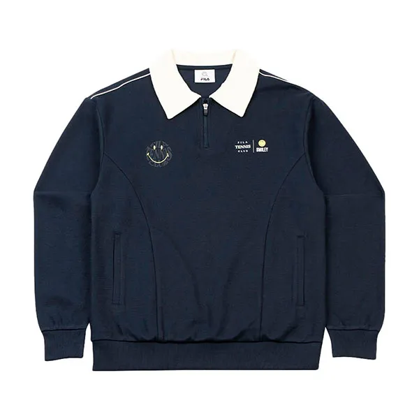 Áo Nỉ Sweater Fila Tennis Club X Smiley Half-Zip FW2SSF4S01X-DBL Màu Xanh Đậm - Thời trang - Vua Hàng Hiệu
