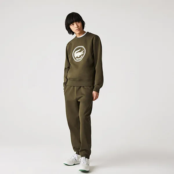 Áo Nỉ Sweater Lacoste 3D Logo Organic Fleece SH7582-S7T Màu Xanh Olive Size 3 - 1