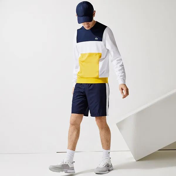 Áo Nỉ Sweater Nam Lacoste Sports Sport Resistant Colorblock Pique SH6941 Màu Vàng Trắng