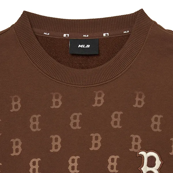 Áo Nỉ Sweater MLB Overfit Monogram Gradient Boston Red Sox 3AMTM1334-43BRD Màu Nâu