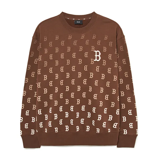 Áo Nỉ Sweater MLB Overfit Monogram Gradient Boston Red Sox 3AMTM1334-43BRD Màu Nâu
