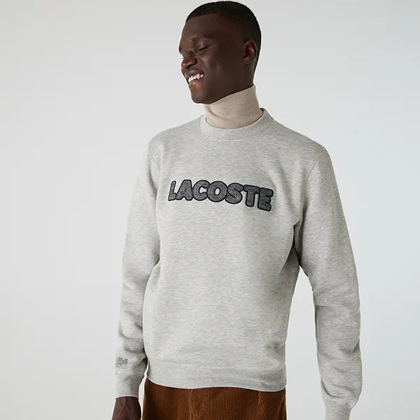 Áo Nỉ Sweater Nam Lacoste Crew Neck Flecked Fleece Màu Xám - Thời trang - Vua Hàng Hiệu