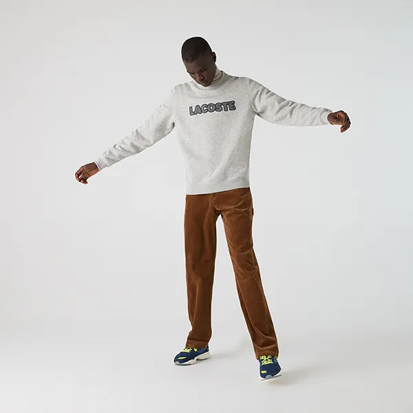 Áo Nỉ Sweater Nam Lacoste Crew Neck Flecked Fleece Màu Xám - Thời trang - Vua Hàng Hiệu