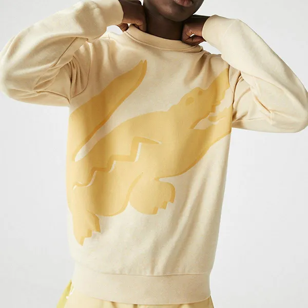 Áo Nỉ Sweater Nam Lacoste Crew Neck Print Organic Màu Vàng