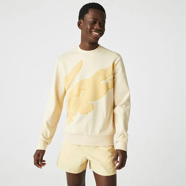 Áo Nỉ Sweater Nam Lacoste Crew Neck Print Organic Màu Vàng