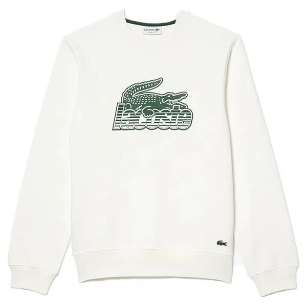 Áo Nỉ Sweater Nam Lacoste Round Neck Fleece Sweatshirt Màu Trắng