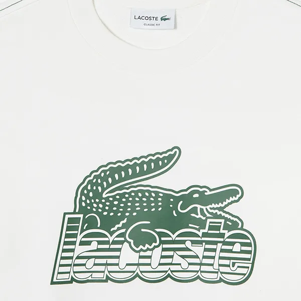 Áo Nỉ Sweater Nam Lacoste Round Neck Fleece Sweatshirt Màu Trắng