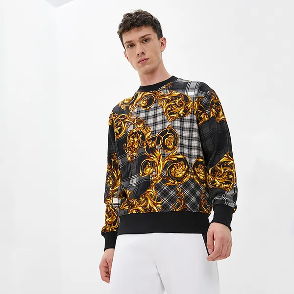 Áo Nỉ Sweater Nam Versace Jeans Couture S71GAI3R6 Màu Vàng/Đen Size XS