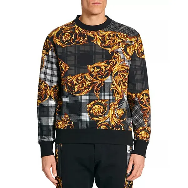 Áo Nỉ Sweater Nam Versace Jeans Couture S71GAI3R6 Màu Vàng/Đen Size XS