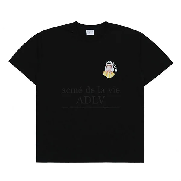 Áo Phông Acmé De La Vie ADLV Mini Baby Face Cat Earplug T-Shirt Màu Đen