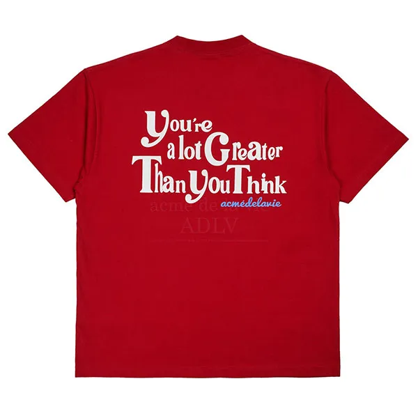 Áo Phông Acmé De La Vie ADLV Vintage Slogan Short Sleeve T-Shirt Màu Đỏ