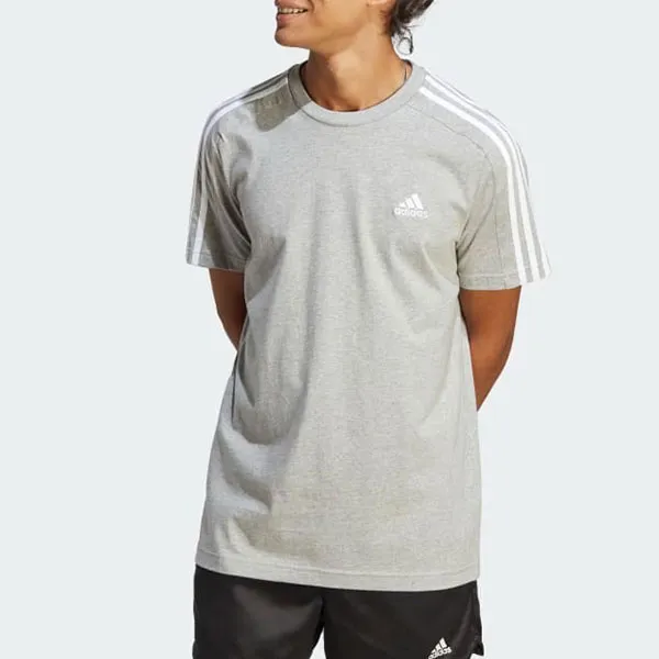 Áo Phông Nam Adidas 3 Sọc Single Jersey Essentials Tshirt IC9337 Màu Xám