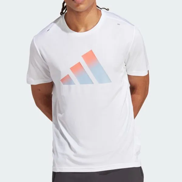 Áo Phông Nam Adidas Logo 3 Bar Run Icons HR3244 Tshirt Màu Trắng Size XL