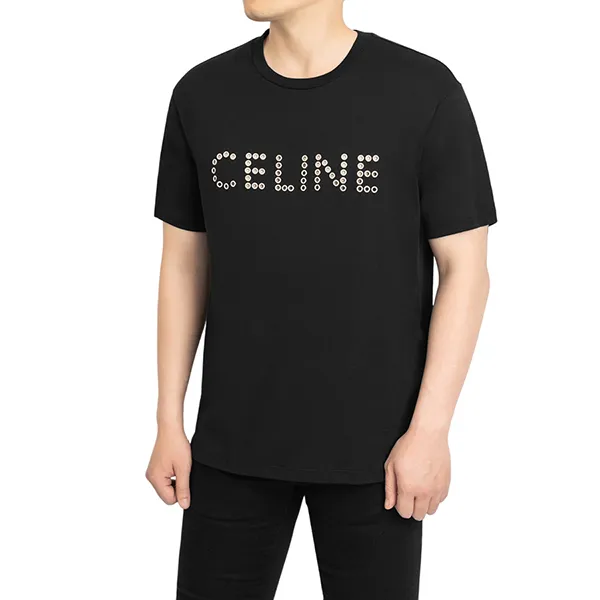 Áo Phông Nam Celine Crew Neck Dots Street Style Tshirt 2X41C671Q Màu Đen