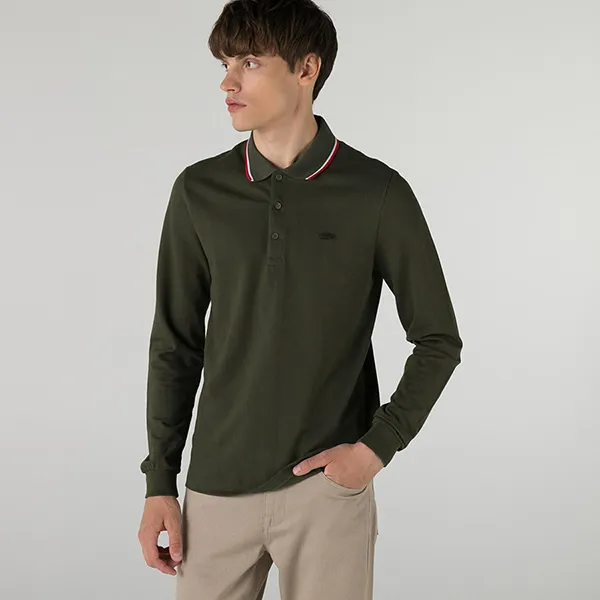 Áo Polo Dài Tay Nam Lacoste PH2215 15H Màu Xanh Olive - Thời trang - Vua Hàng Hiệu