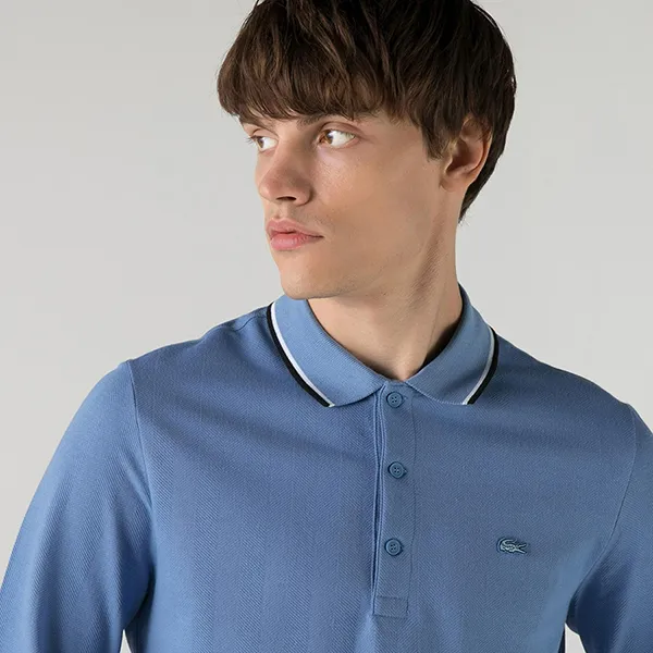 Áo Polo Dài Tay Nam Lacoste PH2215 15M Màu Xanh Blue