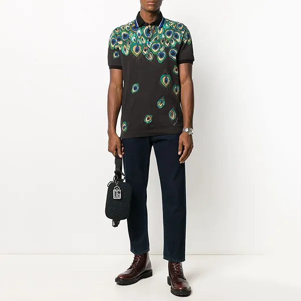 Áo Polo Nam Dolce & Gabbana D&G Feather-Print G8KK1TFI79W Màu Đen Size 48