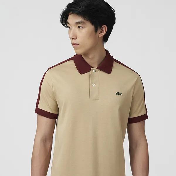 Áo Polo Nam Lacoste Men's Classic Fit Contrast Collar Polo Shirt PH9532 00 02S Màu Be Size 5