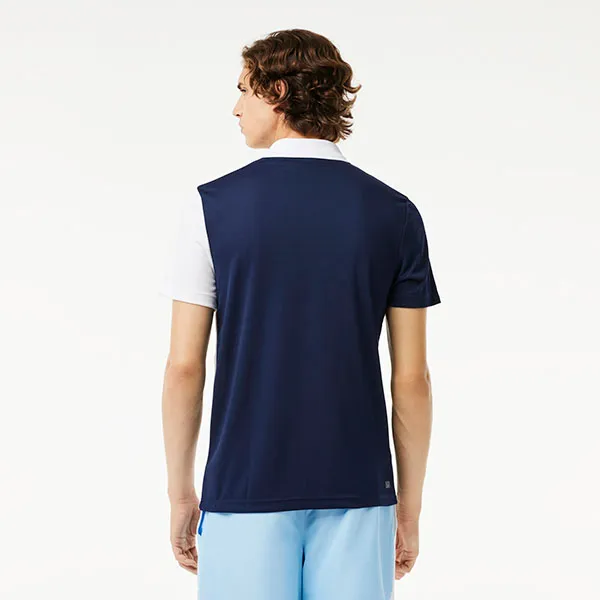 Áo Polo Nam Lacoste Regular Fit Recycled Knit Tennis DH1092 LUI Màu Xanh Trắng Size 5