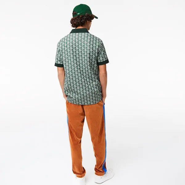 Áo Polo Nam Lacoste Monogram DH0073-51 Màu Xanh Hoạ Tiết Size L