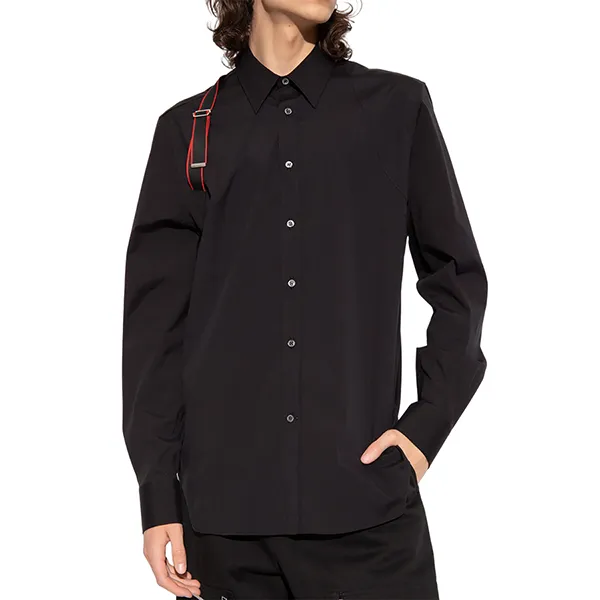 Áo Sơ Mi Nam Alexander Mcqueen Black With Strap Detail 615271 QRN44 1000 Màu Đen - Thời trang - Vua Hàng Hiệu