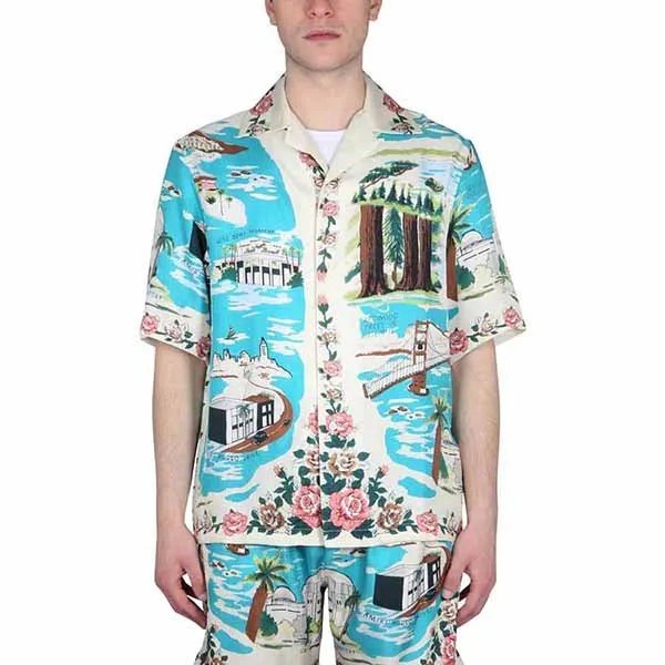 Áo Sơ Mi Nam Amiri Men’s California Bowling Shirt Màu Xanh Hoạ Tiết - Thời trang - Vua Hàng Hiệu