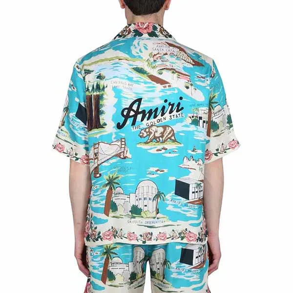 Áo Sơ Mi Nam Amiri Men’s California Bowling Shirt Màu Xanh Hoạ Tiết - Thời trang - Vua Hàng Hiệu