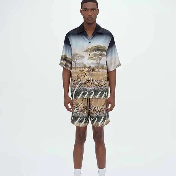 Áo Sơ Mi Nam Amiri Men’s Cheetah Print Bowling Shirt Phối Màu - 1