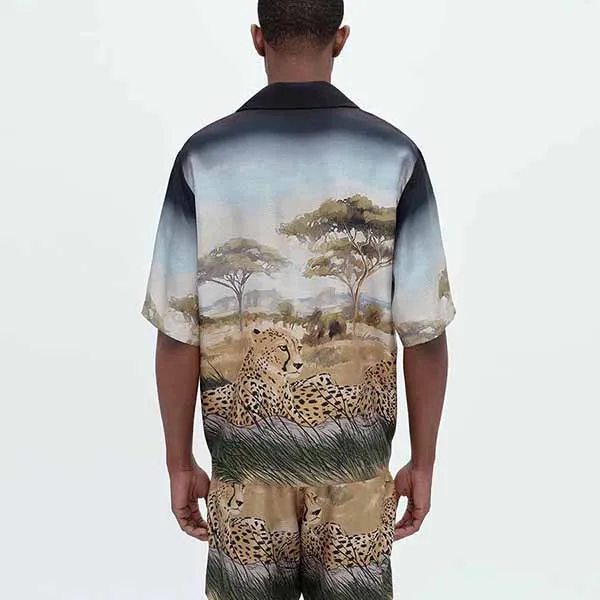 Áo Sơ Mi Nam Amiri Men’s Cheetah Print Bowling Shirt Phối Màu - 4