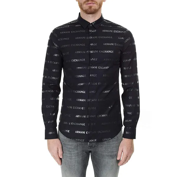 Áo Sơ Mi Nam Armani Exchange 7VZC35 ZNLFZ -GD03 Màu Đen Họa Tiết Size XS