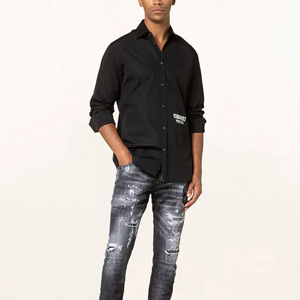 Áo Sơ Mi Nam Dsquared2 Buttoned Long Sleeved Shirt S74DM0653S36275 Màu Đen - Thời trang - Vua Hàng Hiệu