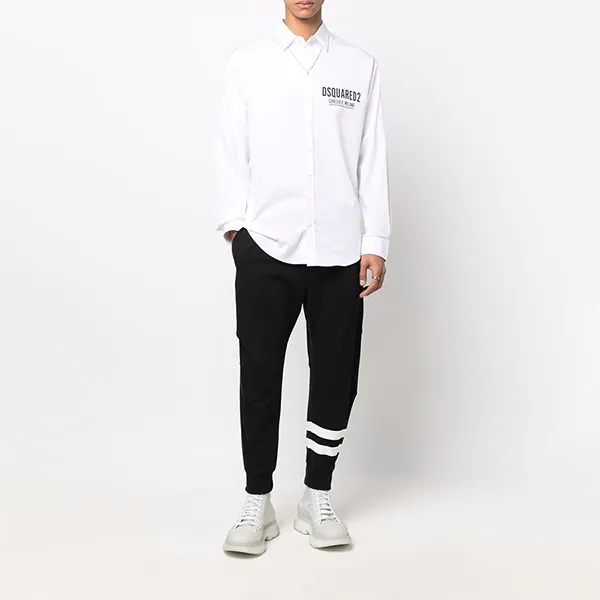 Áo Sơ Mi Nam Dsquared2 Ceresio 9 Drop Long Sleeved Men's Shirt S74DM0652S36275 Màu Trắng